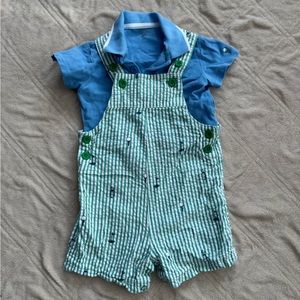 Little Me Golf Outfit 18m Polo & Seersucker Shortall set